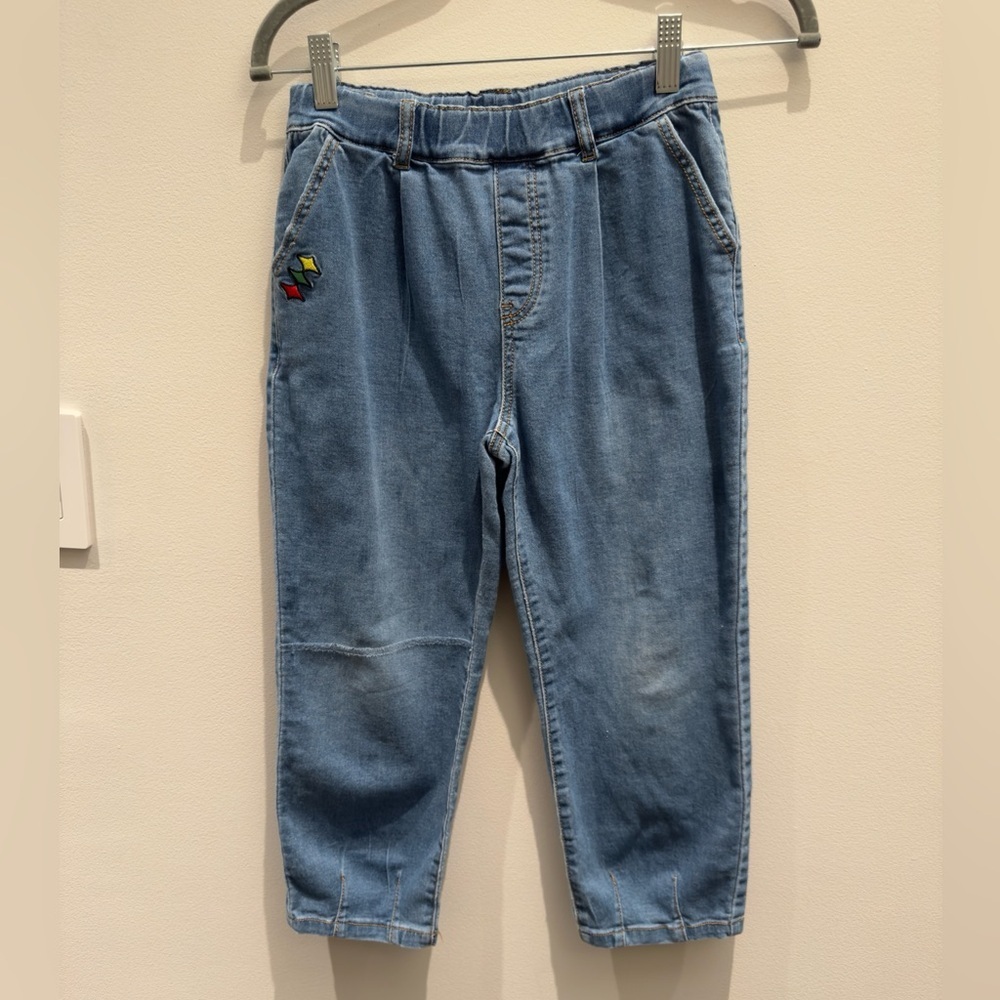 I Love J - Denim Jeans Kids Stitched Green,Red,Yellow Design Size 2 XL